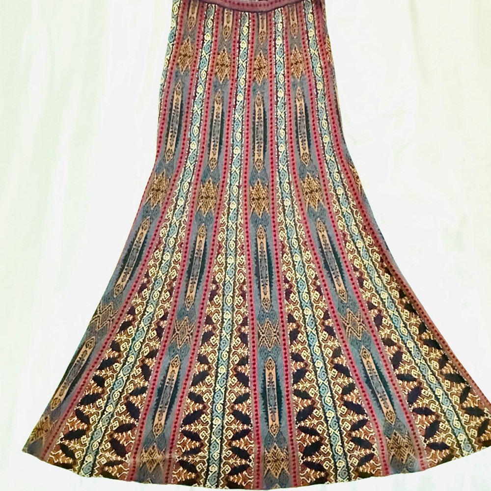 Peruvian Connection Ethnic-Pattern Maxi Skirt in Red, Blue, Gold - Picture 4 of 10
